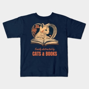 Cat and Book Retro Kids T-Shirt